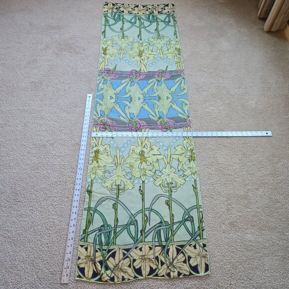 Alphonse Mucha Lily Silk Chiffon Scarf - Picture 2 of 10
